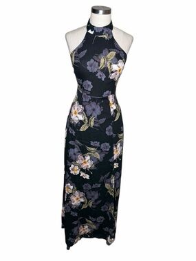 ASTR THE LABEL BlackHalter Floral Maxi Dress Women's Size XS Summer Preppy Beach